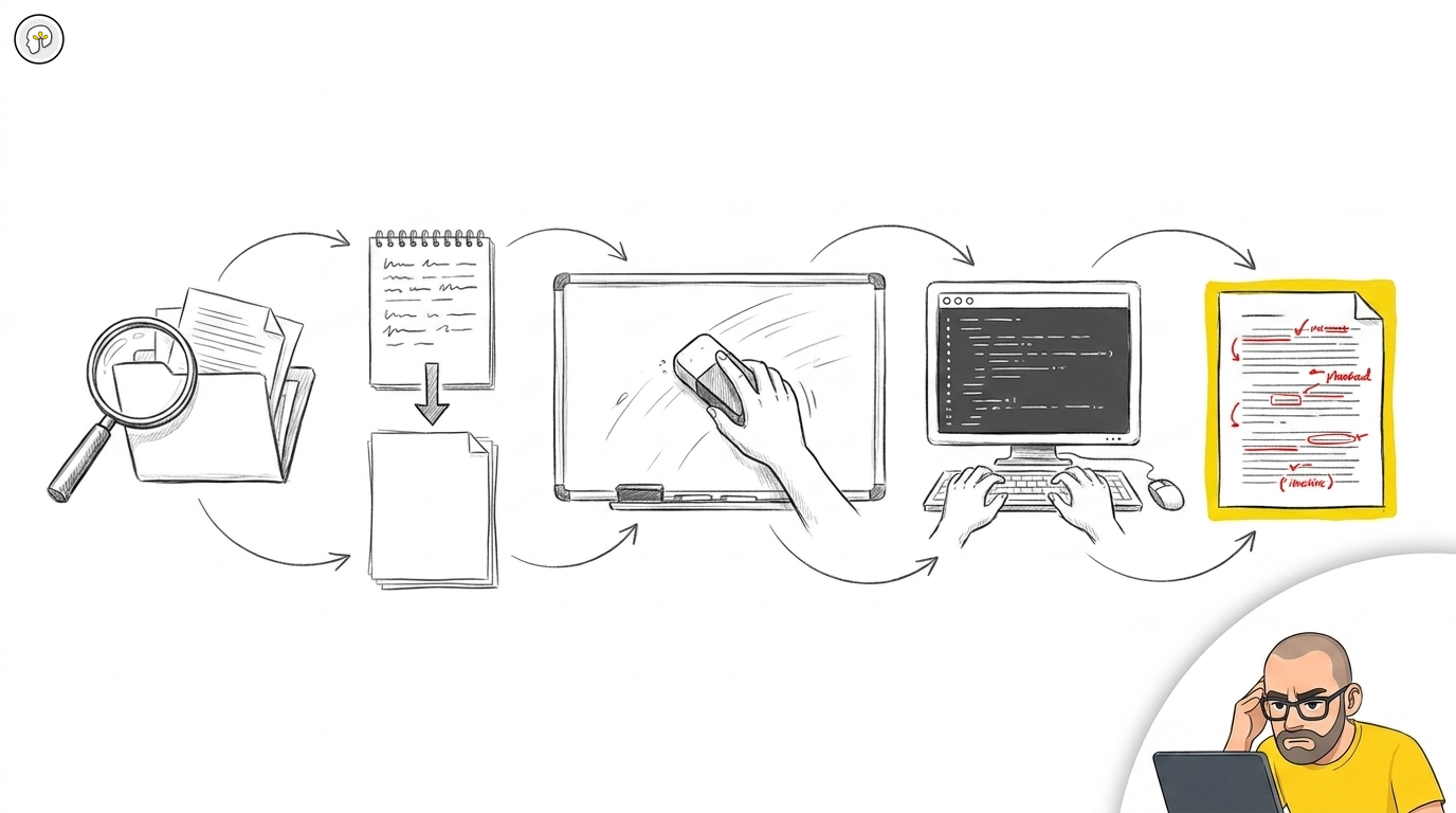 The AI development workflow: read, plan, flush, build, review